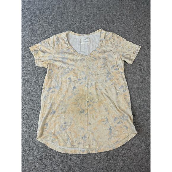 Sol Angeles x Anthropologie Shirt Short Sleeve V neck Metallic Gold Size XS - Picture 3 of 9